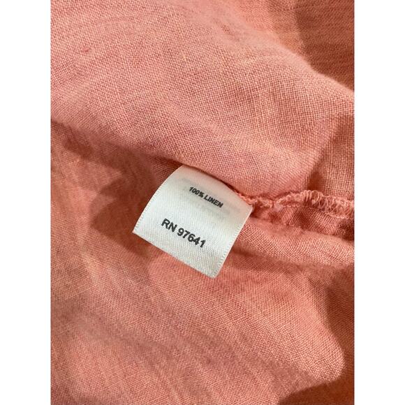 J Jill Sleeveless Top Vest Size Large Peach Coral Button Up Pintuck Pleat Linen - Picture 5 of 8